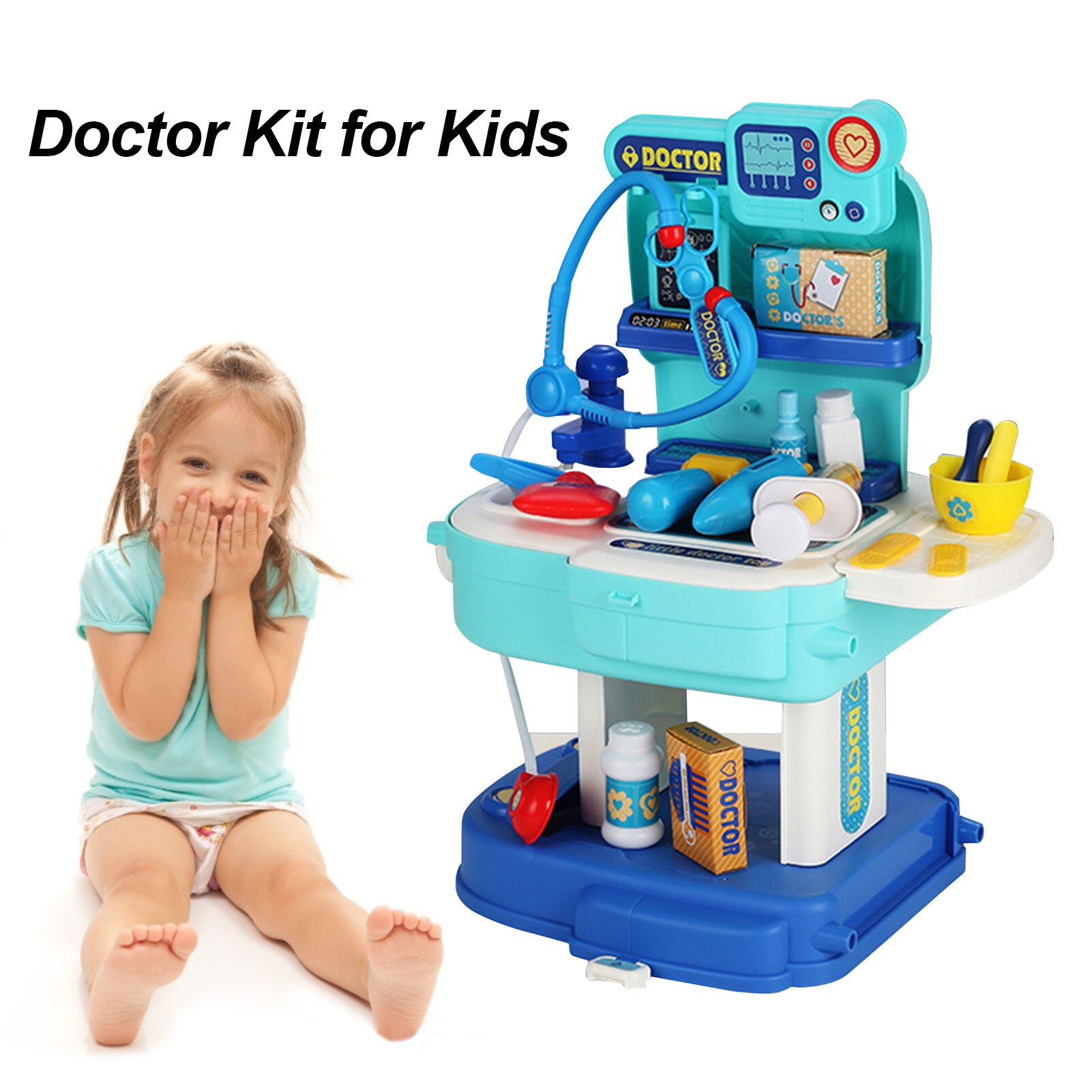 Children's Simulation Doctor Play House Toy Set 31 Simulation Doctor Role Playing Tool Bag Boy And Girl