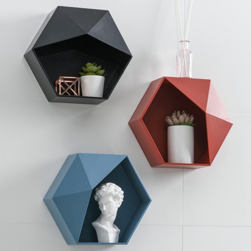 Opbergrek in de vorm van een woonkamer aan de muur bevestigde geometrische muurdecoratie zonder gaten voor thuis badkamerplank