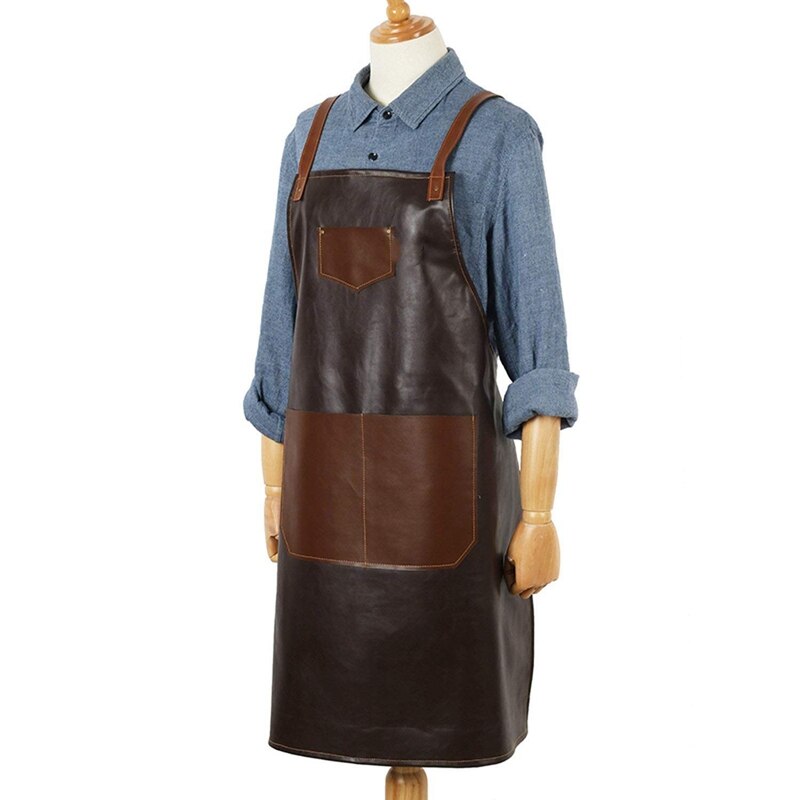 Læder pu kokke forklæde barista bartender kok frisør forklæde catering uniform arbejdstøj anti-snavs overalls