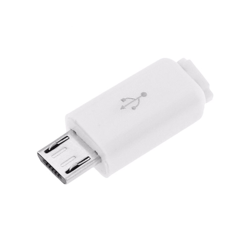 Conector macho Micro USB 4 en 1, conector negro/blanco, interfaz de línea OTG de datos de soldadura, accesorios de cable de datos DIY, 10 Uds.: White
