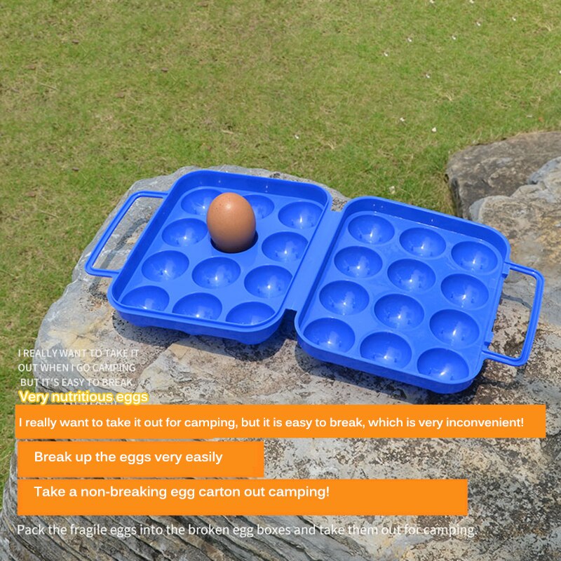 Draagbare kampeerdrager voor eieren, doos, keuken, handige container, eieropslag, container, wandelen, buiten: Blauw
