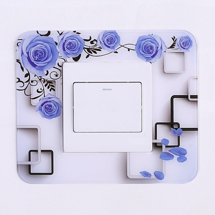 Pegatinas acrílicas para interruptor de enchufe, pegatinas de pared de estilo chino múltiple, decoración del hogar, sala de estar, placa de cubierta de interruptor de luz: T