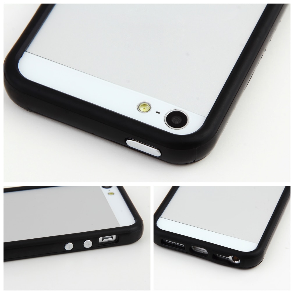 Retail hybride midden transparante bumper voor iphone 5g 5s mobiele telefoon beschermframe tpu siliconen rubber telefoonhoesjes