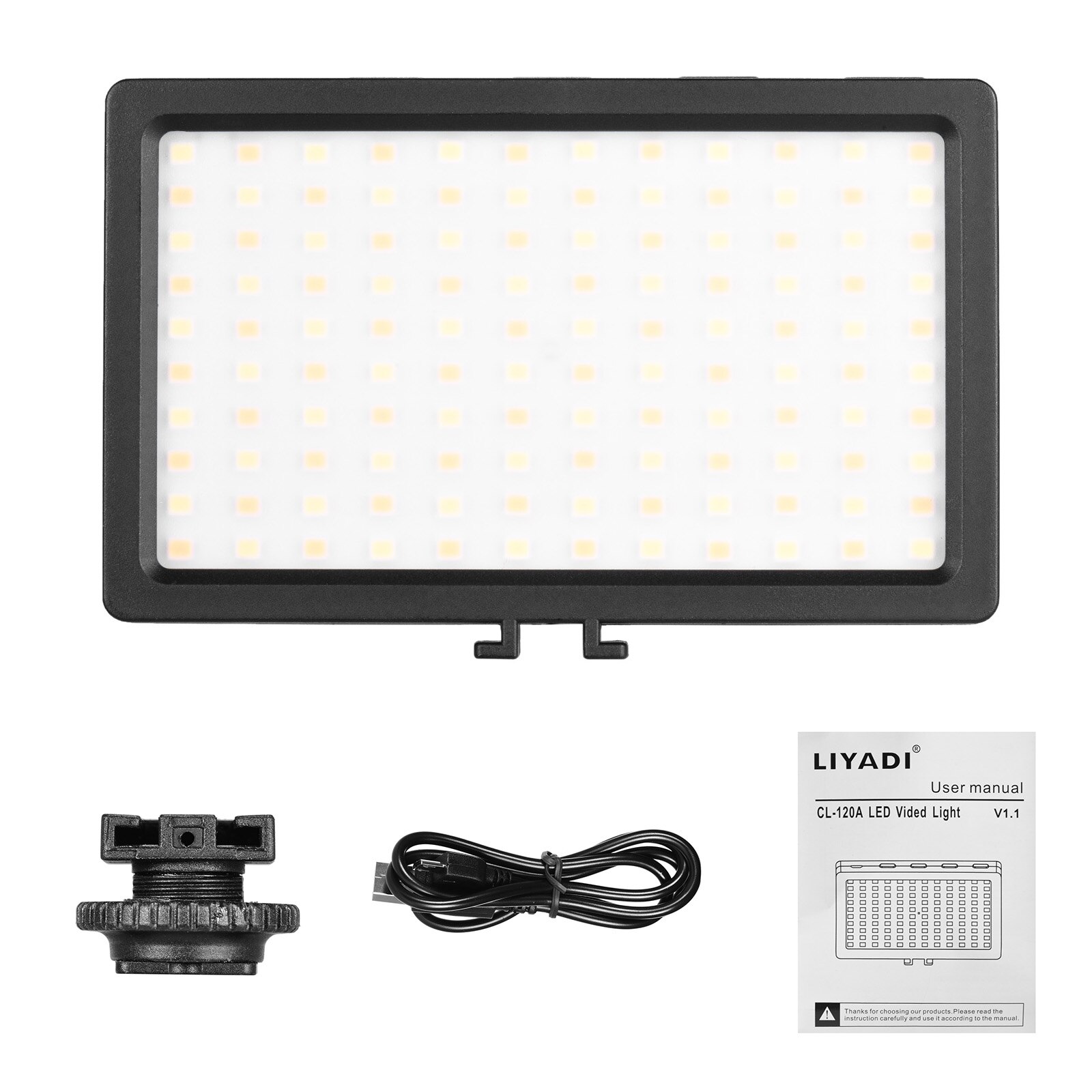 Panel de luz de vídeo LED en la Cámara, lámpara regulable de 3200K-5600K, brillo ajustable, luz Flash con soporte de zapata fría para fotografía