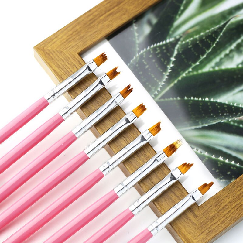 Arte Clavo 8PCS/Set Nail Art Brush Painting Flower Nail Tool Maincure Half Moon Shape Nail French Brushe Smile Petal Drawing Pen