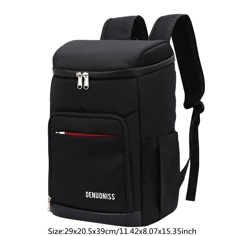 Sac à dos isotherme pour pique-nique, de nourriture, glacière, pour déjeuner, Camping, réfrigérateur, accessoires, fournitures: C Black