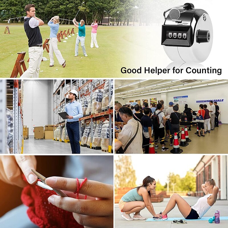 3 Pcs Counter, 4 Digit Clicker Counter, Metal Hand Counter Clicker For Counting Golf Counter