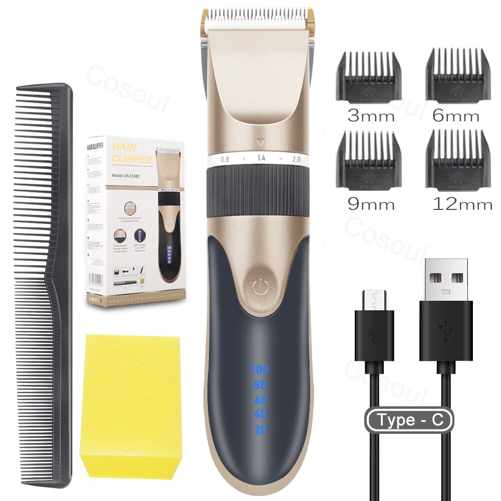 Professionele Tondeuse Elektrische Kapper Haar Trimmers Voor Mannen Volwassenen Kinderen Draadloze Oplaadbare Haarsnijder Machine Haar Trim: Goud