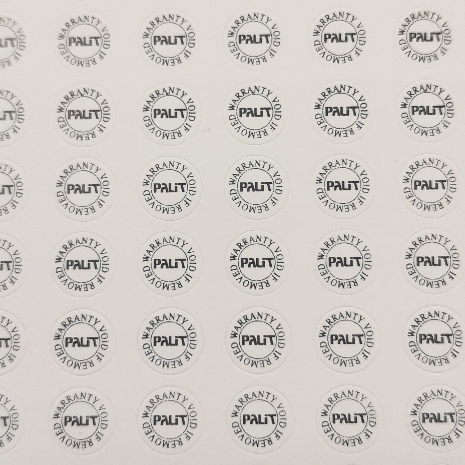 300 pcs of 6 mm PALIT WARRANTY VOID IF REMOVED Brittle Material Seal Stickers V48