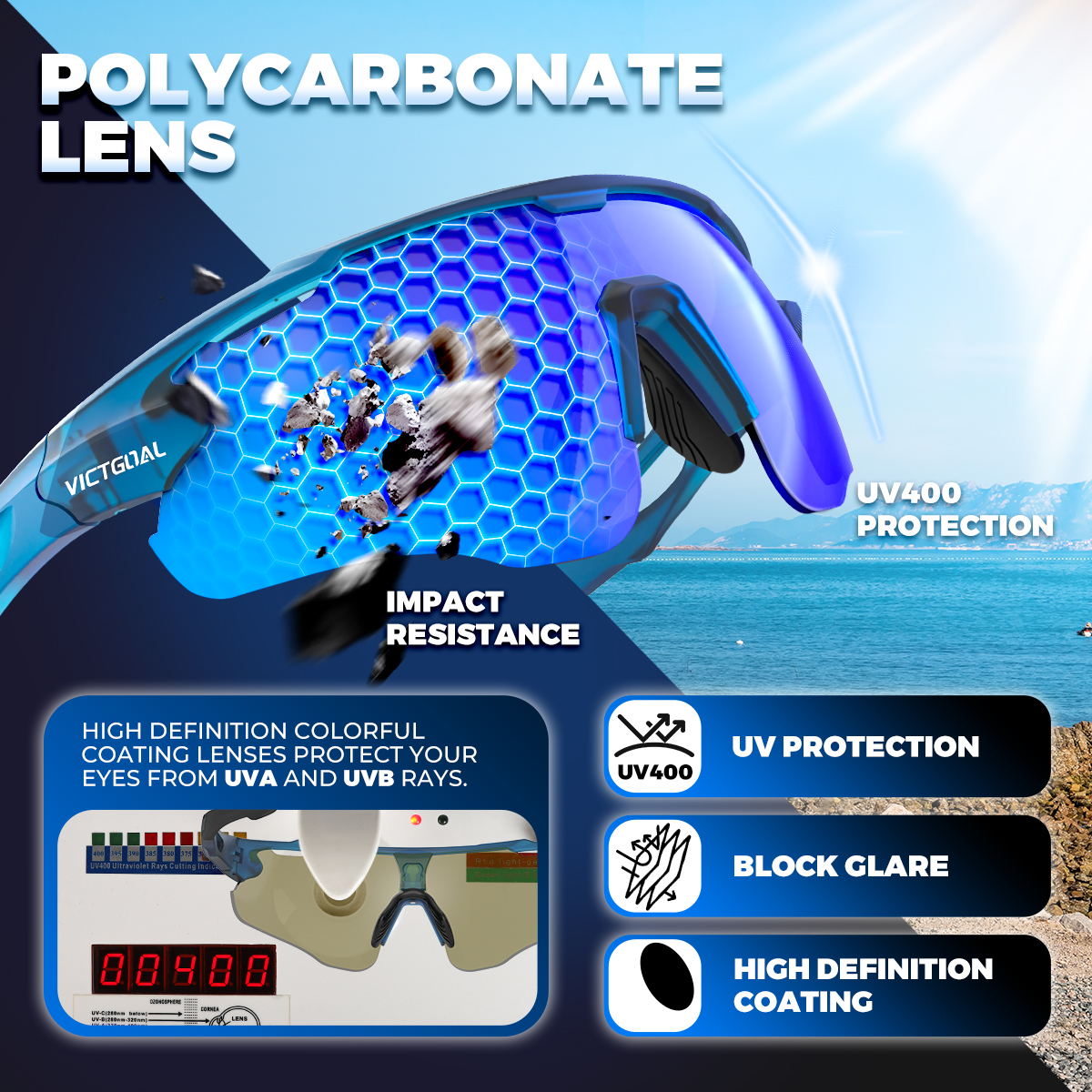 VICTGOAL Gepolariseerde bril Fietszonnebril UV400 Sport MTB Bergwegfiets TR90 Brillen Fietsbril Rijden Vissen