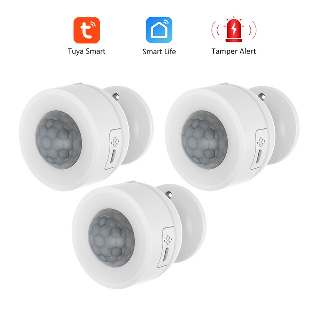 Smart Home WiFi PIR Motion Sensor Built-in Temperature Humidity Detector with Tamper Alert Tuya Wireless Alarm Security System: 3pcs