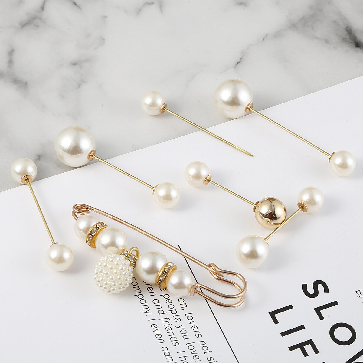 1-6 Stks/set Crystal Broche Pin Knop Jurk Strass Simulatie Parel Gesp Broches Voor Vrouwen Hijab Pins Accessoires Sieraden