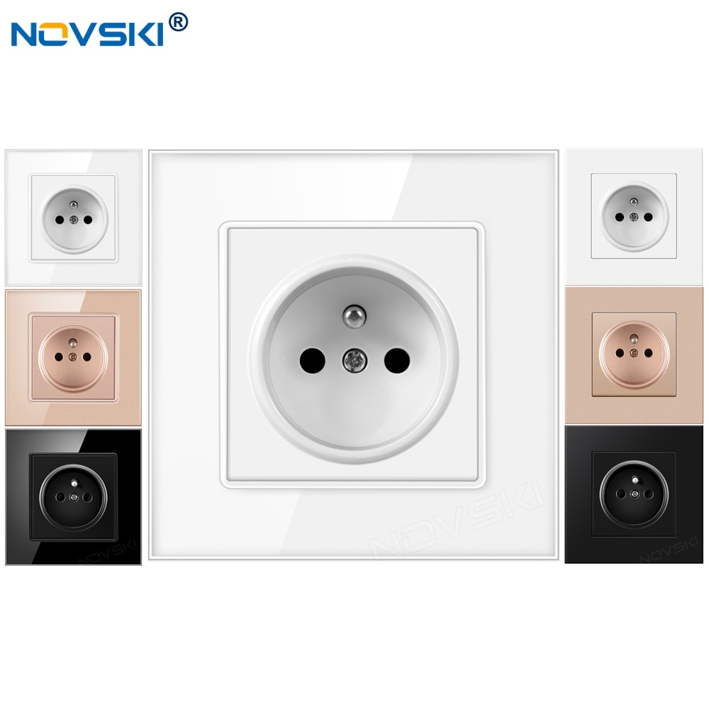 Novski pop socket frans stopcontact , eu 16a stopcontact voor elektrische franse stekker 110-250v,  wit, zwart, goud , 86*86mm