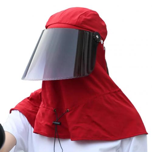 Adjustable Sun Visor Hat Headband Cap UV Protection Transparent Outdoor Walk Spray Isolation Face Shield Sun Cap Sunscreen Hat: Red