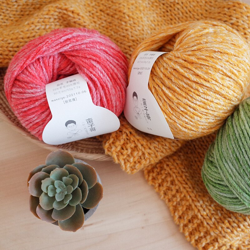 Fil de laine 20% laine 80% acrylique tricoté à la main, 55G/m, épais et moyen