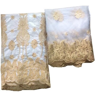 Bazin-tissu riche avec perles, tissus africains, bazin jacquard de guinée brocart avec dentelle française, robe pour femmes: 3L145113B202
