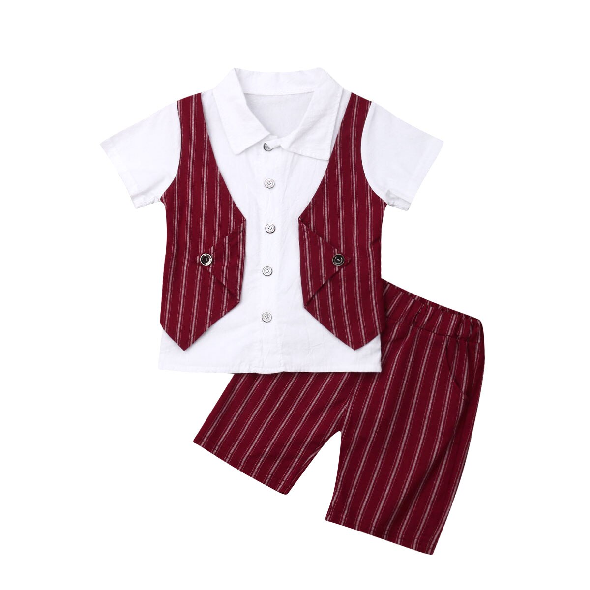 Pudcoco sommer baby klær gutter baby klær sett gentleman dresser vest t-skjorte shorts pjokk klær gutter 0-4y: Rød / 6m