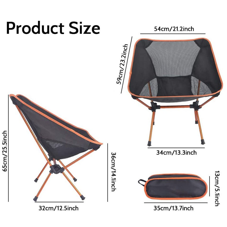 Draagbare strandstoel, picknickstoel, visgerei, reisstoel, opvouwbare stoel voor buiten, ultralicht