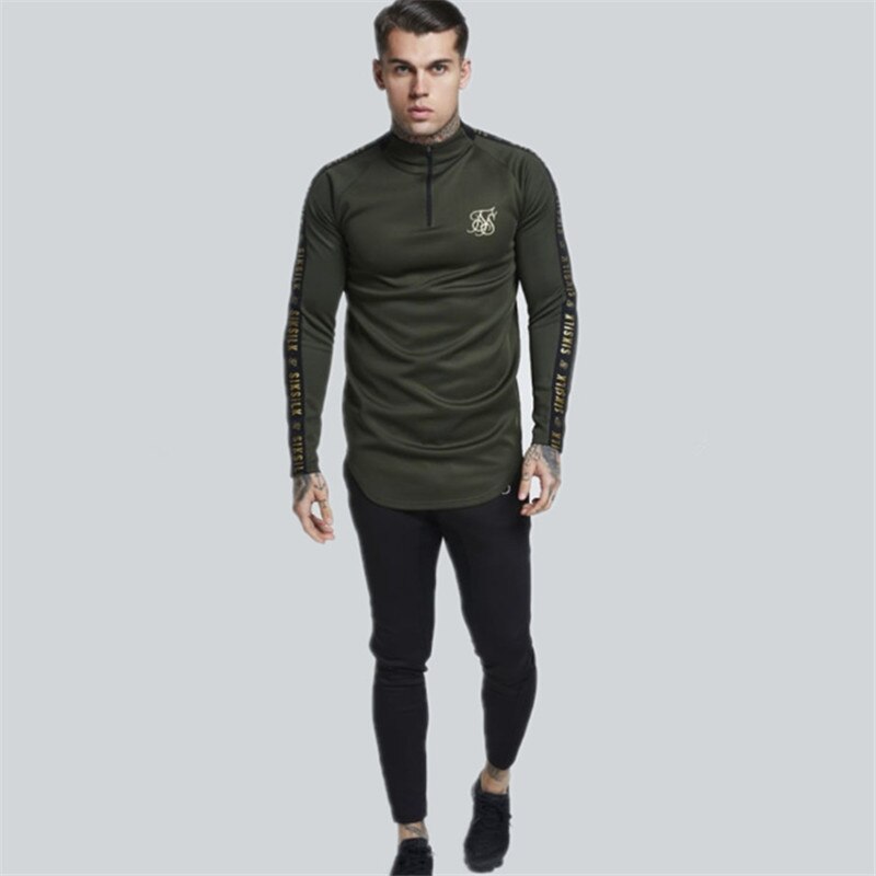Camiseta de para hombre, Tops ajustados de entrenamiento de Fitness, camisetas casuales de cuello alto elásticas, ropa de calle para hombre, camisetas de manga larga
