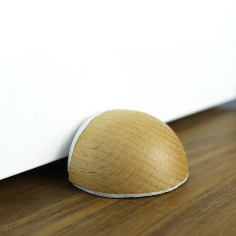 Houten deurstopper siliconenrubber zelfklevend anti-botsing deurwig stop thuis muur vloer meubelbescherming