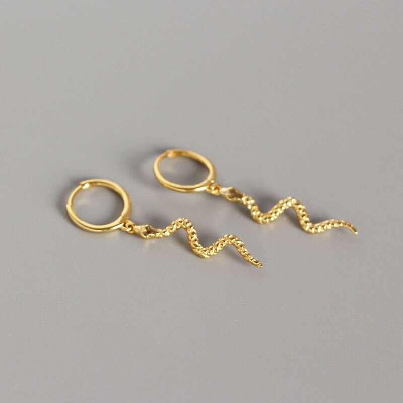 Ying Vahine frauen Punk Stil Ebene Schlange Ohrring 100% 925 Sterling Silber Schlangenartigen Anhänger Zucht Ohrringe für Frauen