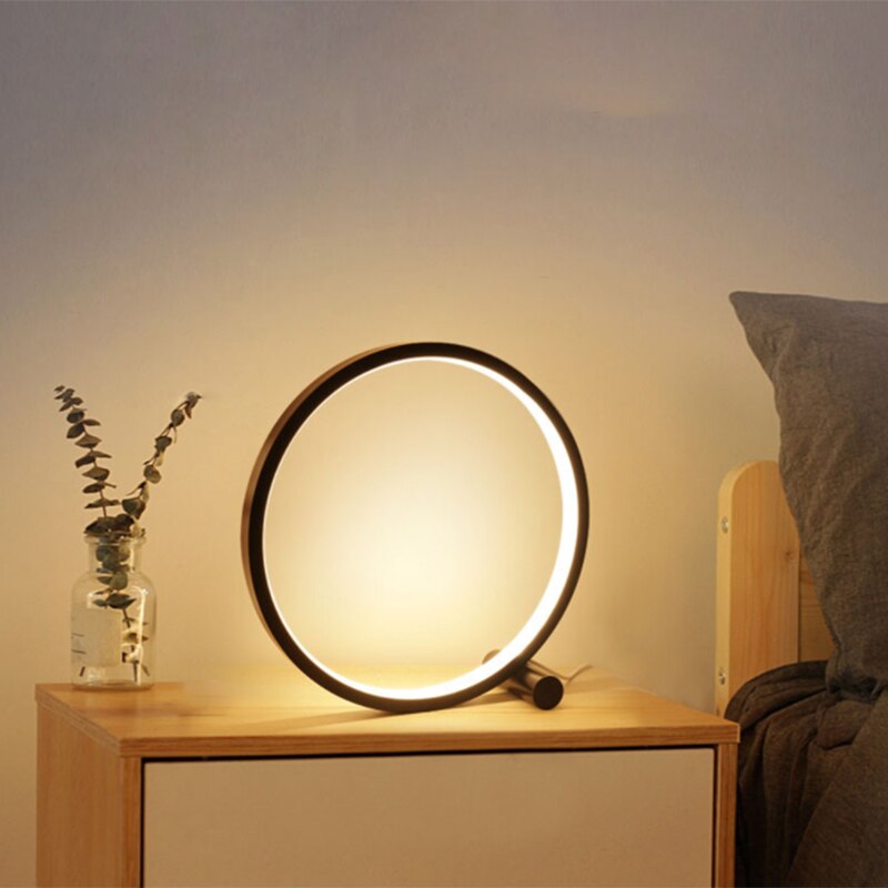 LED Table Lamp For Bedroom Circular Acrylic Desk Lamp For Living Room Dimmable Bedside Lamp Round Night Light