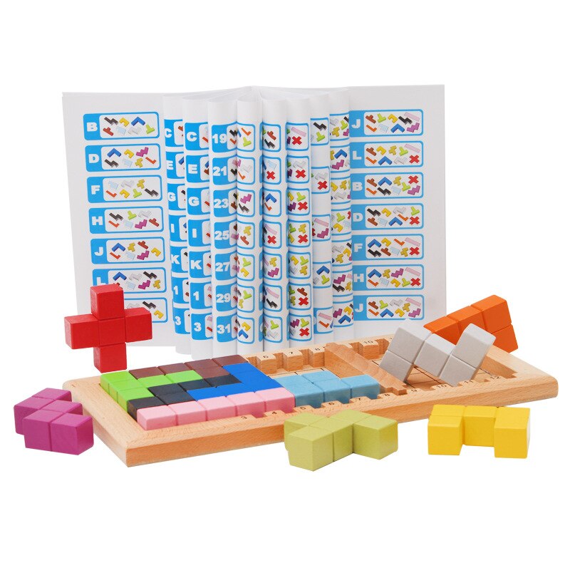 Kleurrijke Houten Fun Tetris Puzzel Speelgoed Voor Kinderen Voorschoolse Magination Intelligentie Verbeelding Onderwijs Speelgoed Kinderen