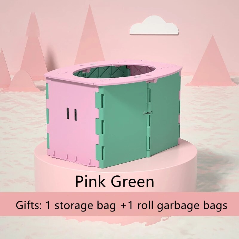 Draagbare Wc Vouwen Commode Toiletbril Porta Potje Auto Toilet Wasbare Stevige Compact Toilet Voor Camping Camping Apparatuur: Pink Blue- 2 Gifts