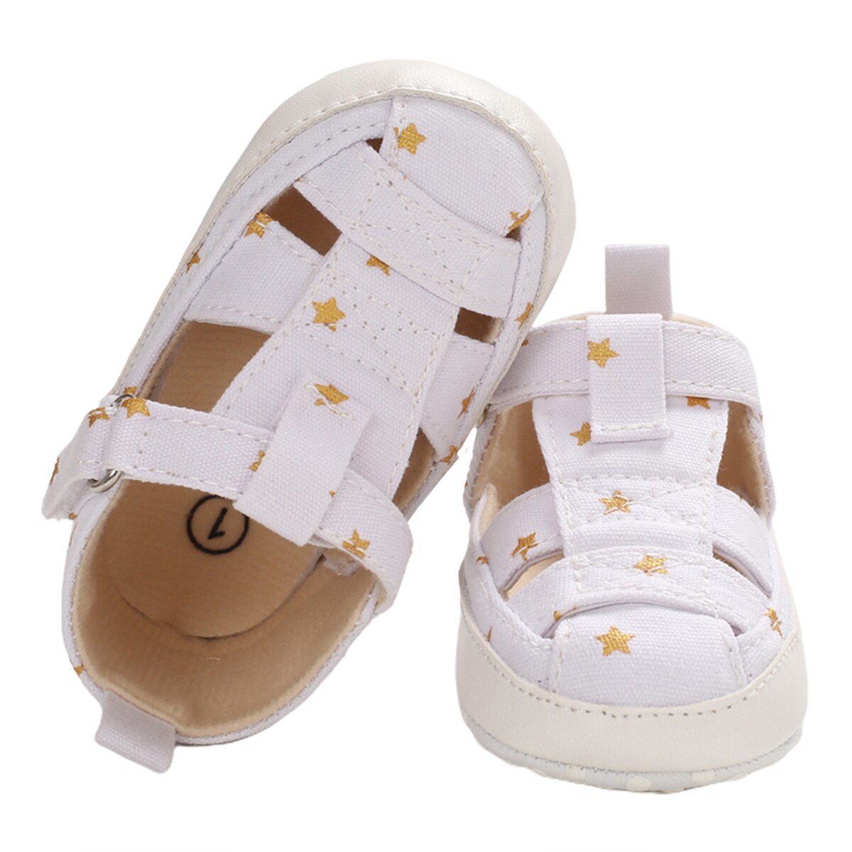 Zomer baby jongens sandalen baby ster patroon bedekt tenen zachte zool schoenen peuters binnen antislip prewalker