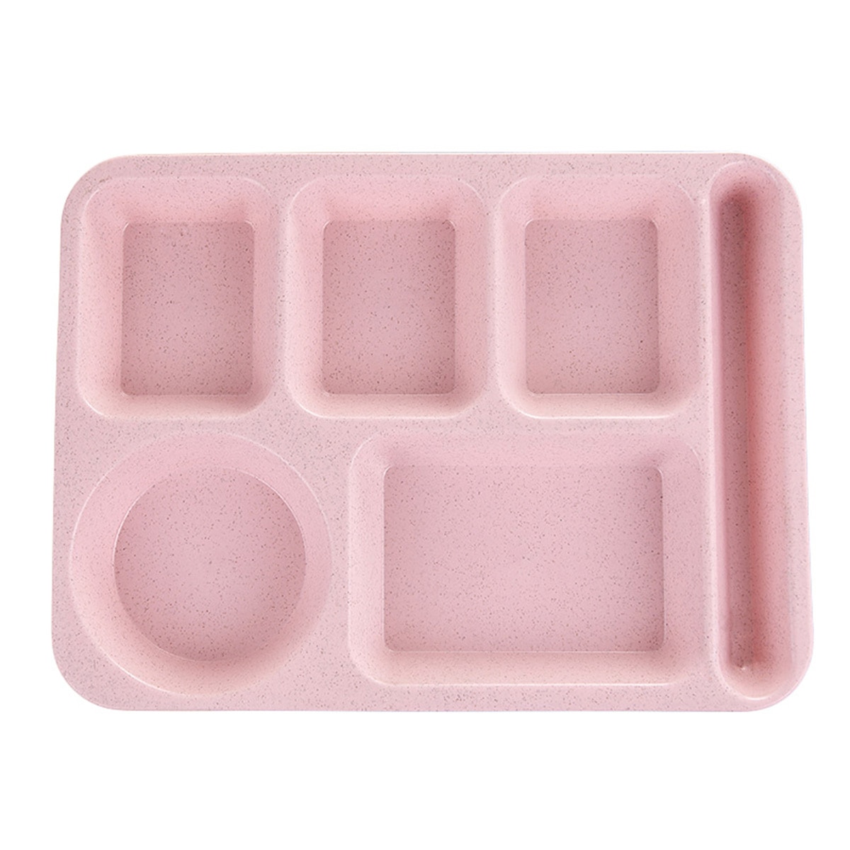 Portable Eco-friendly Wheat Straw 6-Compartment Lunch Container Food Meal Storage Picnic Tray with Fork Spoon & Chopsticks: Pink