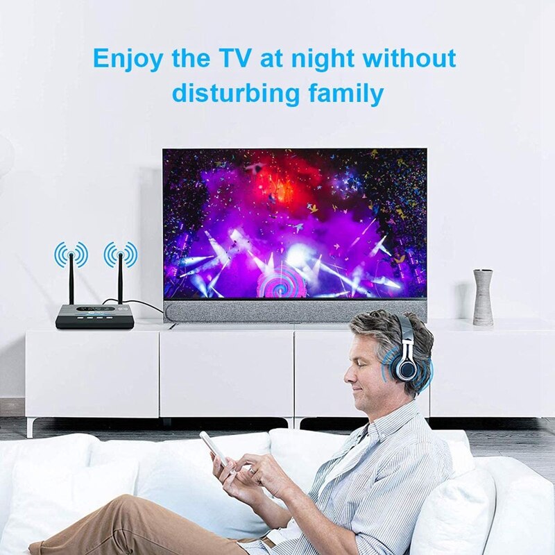 Long Range Bluetooth 5.0 Transmitter Receiver Wireless o Adapter Low Latency AptX Optical NFC RCA AUX 3.5mm