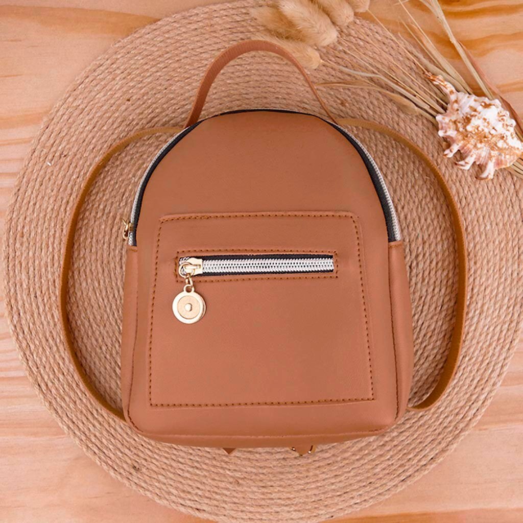 Transer petit sac à dos femmes Pu cuir école sac à bandoulière adolescent sac à dos étudiant sac voyage sac à dos femmes Mochilas Mujer #: Brown