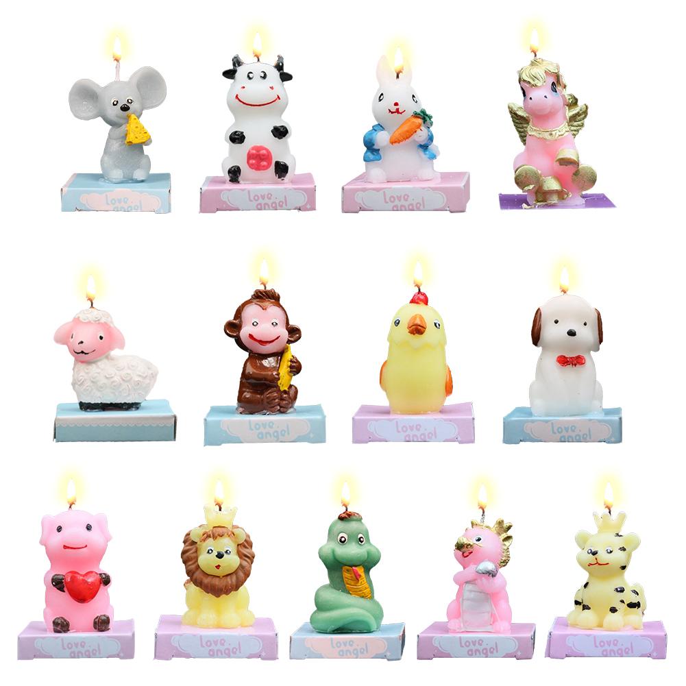 1Pc Leuke Dierlijke Verjaardag Kaarsen 12 Sterrenbeeld Dieren Vorm Rookloze Kaarsen Voor Baby Shower Kids Birthday Party Cake Decoratie