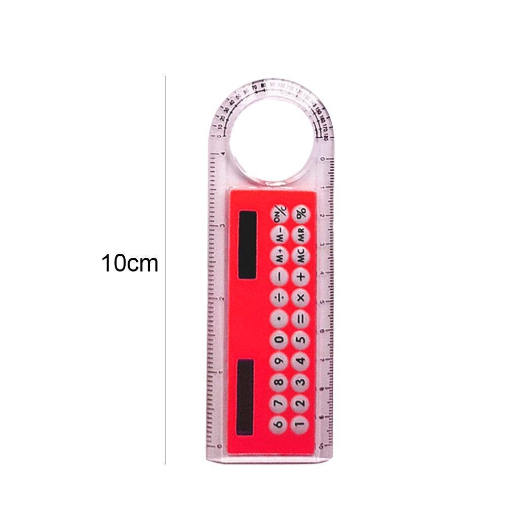 Mini Ultra-thin Straight Ruler With Solar Calculator Supplies Magnifier 10cm Office Calculator Multifunction School I7B8
