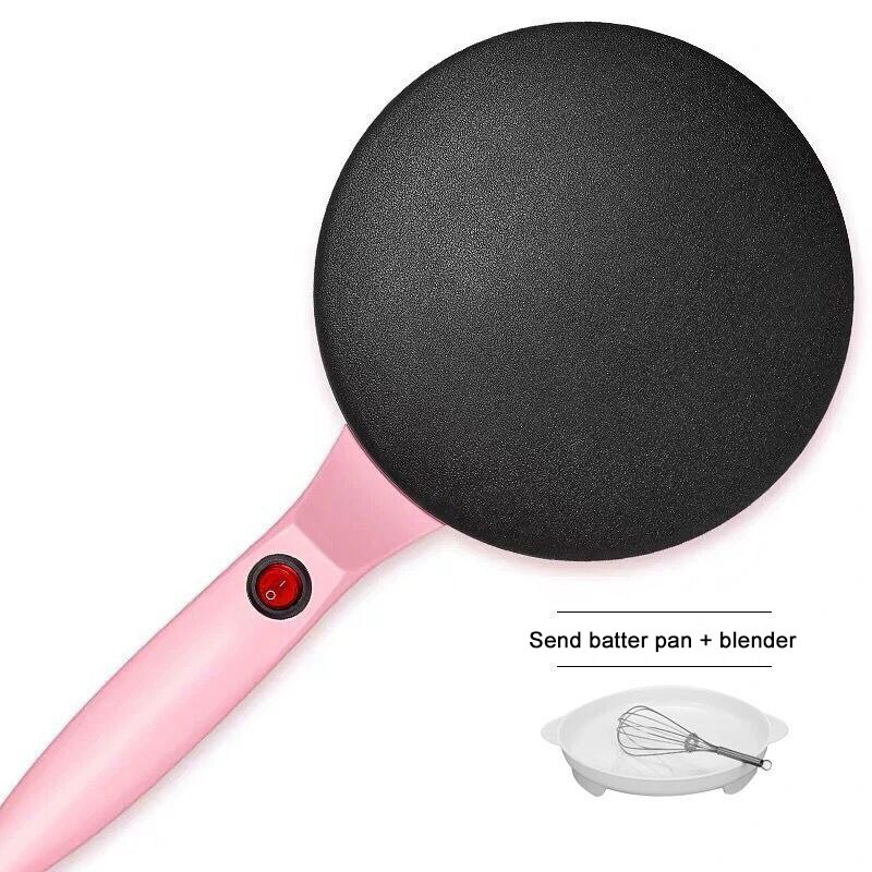 Máquina Eléctrica multifuncional para hacer tortitas, máquina antiadherente para hacer crepes, con rodillo de primavera para la piel, para el hogar: Pink / JP