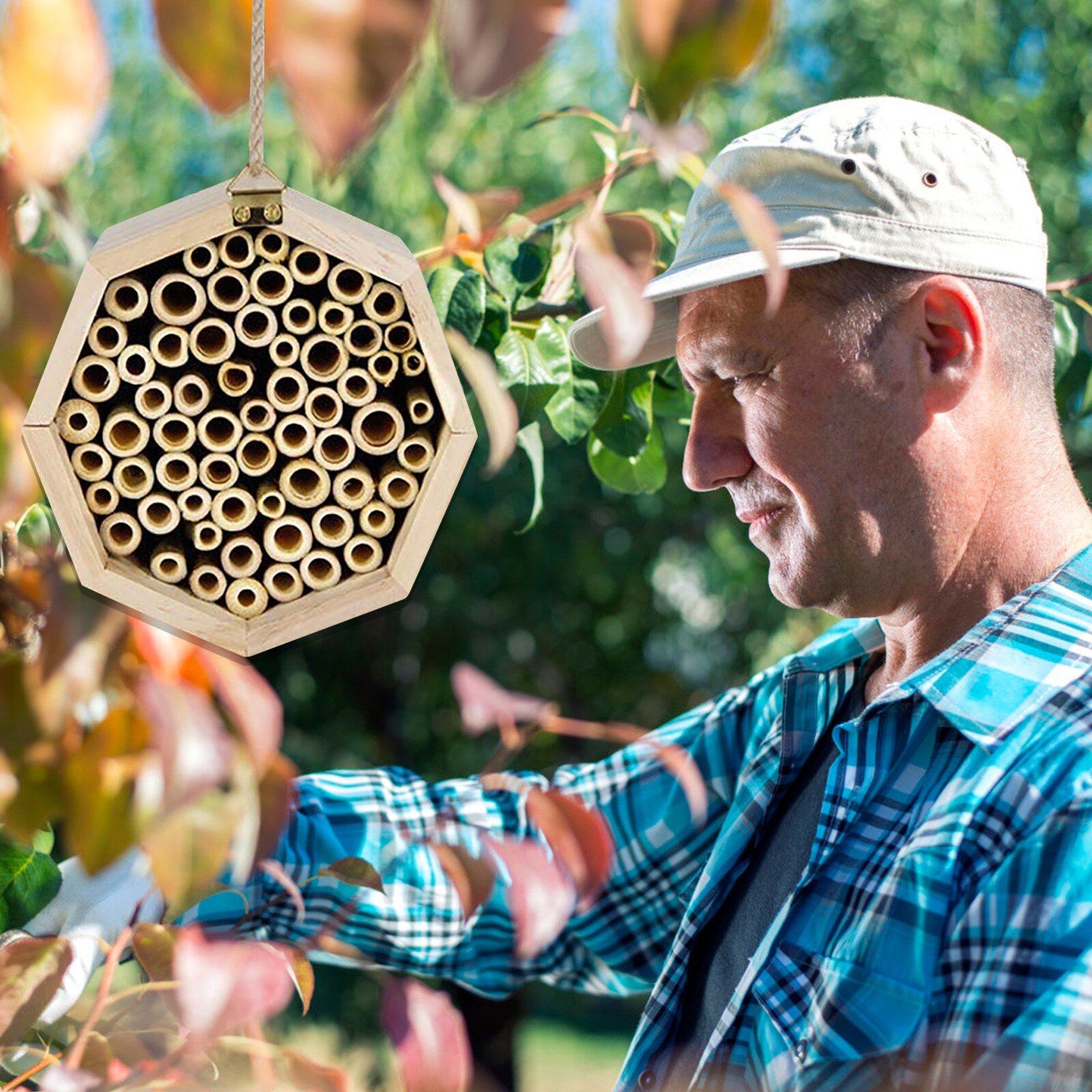 Panal de abeja de bambú Natural hecho A mano, casa para abejas en albañil, apiario, llama A polinizadores de abejas, , novedad de