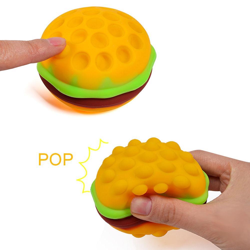 3D Squishy Hamburger Fidget Toys Silicone Decompression Silicone Squeeze Fidget Ball Fidget Sensory Toy Burger Stress Ball