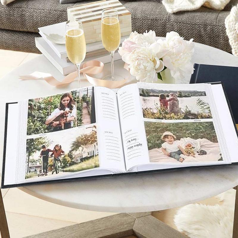 album na zdjęcia 200 kieszeni album na zdjęcia Książka Lniana oprawa w twardej oprawie album o dużej pojemności z przednim okienkiem dla rodziny ślubnej
