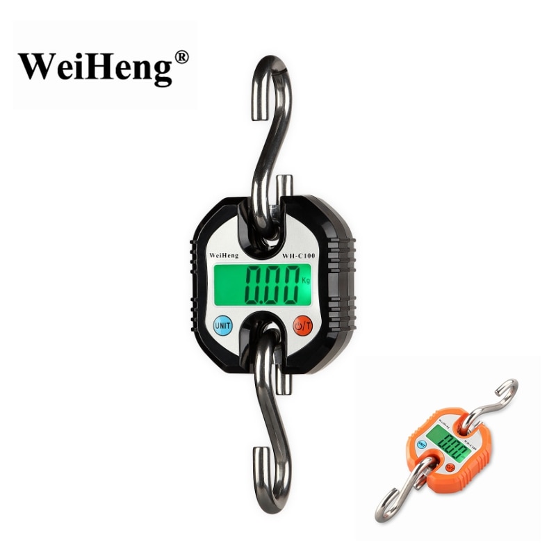 Báscula de gancho WeiHeng Digital de acero inoxidable, electrónica, resistente, de 150kg, 50g, báscula colgante, báscula de bucle LCD para peso
