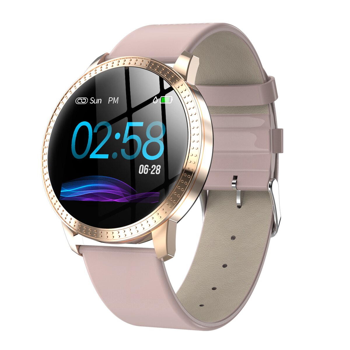 Smartwatch CF18 - OLED Color Screen - Fitness Tracker - Heart Rate & Blood Pressure Monitor - for Men & Women: Pink