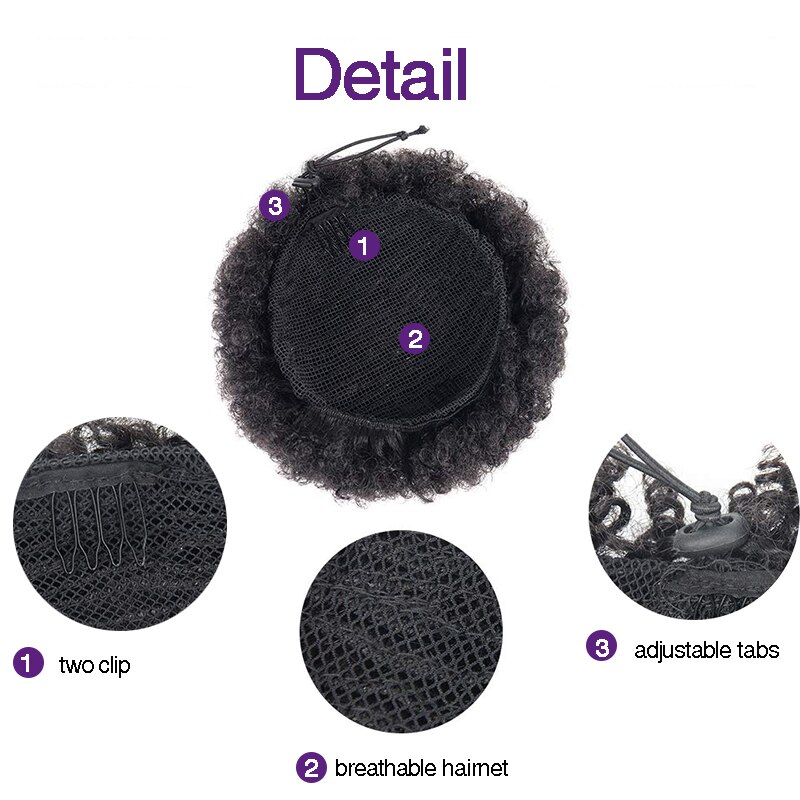 Talang afro puff syntetiskt hår bulle chignon frisyr för kvinnor peruk dragsko hästsvans kinky lockigt klämma i förlängningar hästsvans