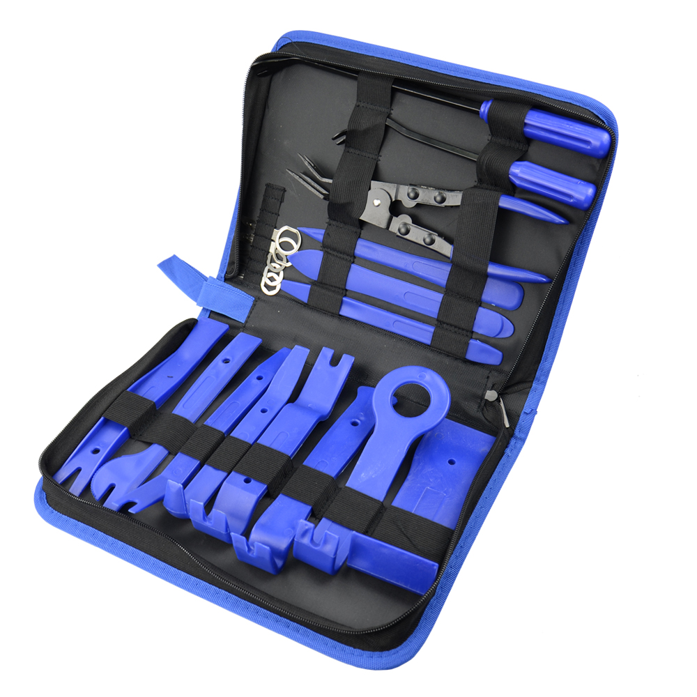 19PCS/set Red/Blue Hand Tool Kit Pry Disassembly Tool Interior Door Clip Panel Trim Dashboard Removal Tool