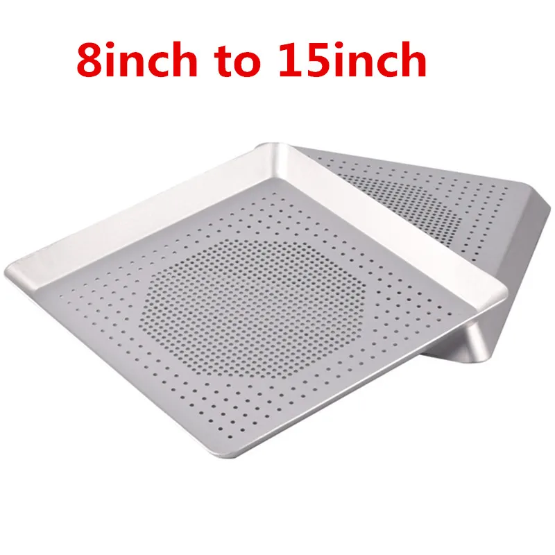 Vierkante Rechthoek Pizza Bakken Pan Anti-aanbak Pizza Gat Lade Pan Staal Ronde Krokante Korst Pizza Oven Lade Geperforeerde Bakvormen Tool
