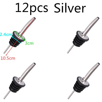 12 Stks/set Wijn Fles Schenker Stopper Rvs Wijn Liquor Geest Schenker Free Flow Wijnfles Schenktuit Stopper Bar tool: 12pcs Silver