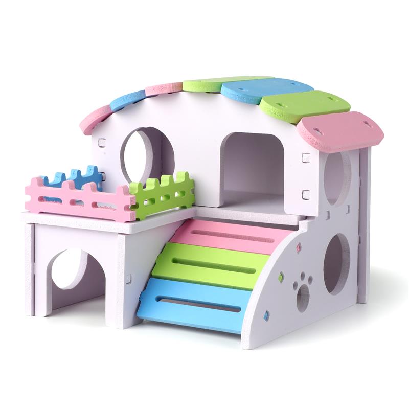 Wooden Hamster Hideout House Squirrel Hedgehog Villa Small Pet Habitat Hamster Accessories Chinchilla Guinea Pigs Pet Supplies: 1