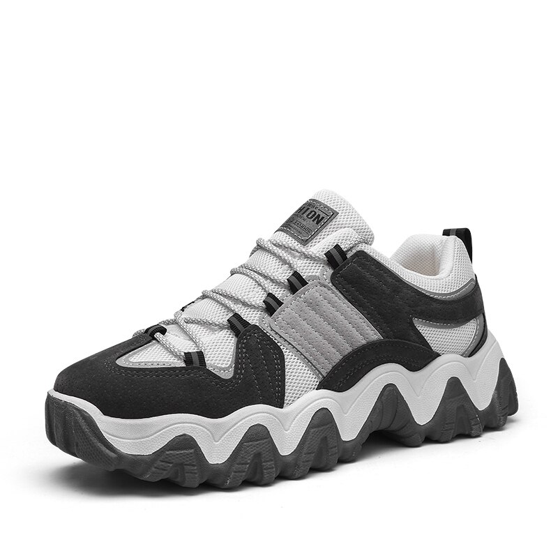 Seedstar herenschoenen lenteschoenen platform sneakers voor heren dikke casual dad schoenen dames dikke zool jongens jelly schoenen: Grijs / 39