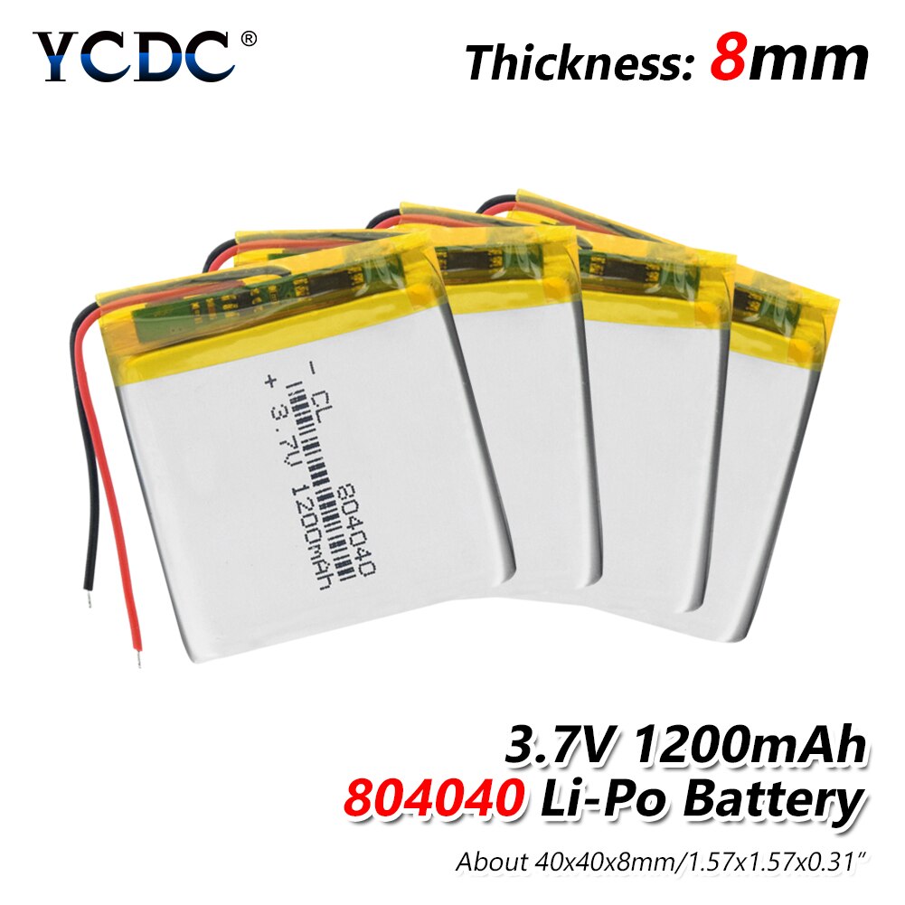 3.7V polymer lithium battery 804040 1200mAh large capacity Rechargeable Li-ion Cells For Camera MP3 MP4 MP5 GPS DVD LED Light: 4Pcs