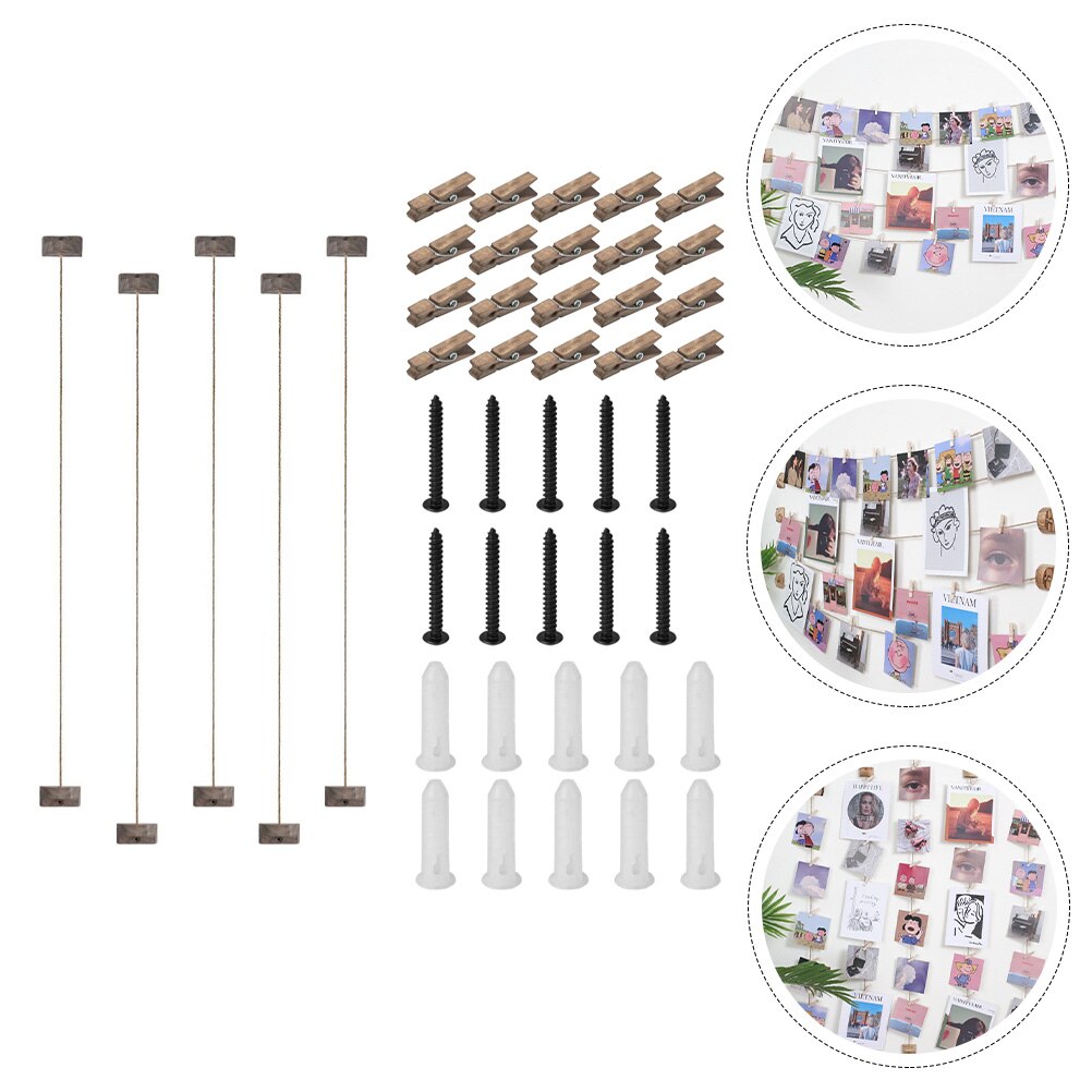 1 Set DIY Wall Art Decor Hanging Photo Display String Pictures Collage Frame