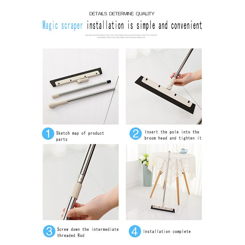 Magic Broom Sweep the Floor Household Wiper Soft Cleaning Brush Mop Dust Hair Stainless Steel Broom Wooden Floor Cleaning Tools