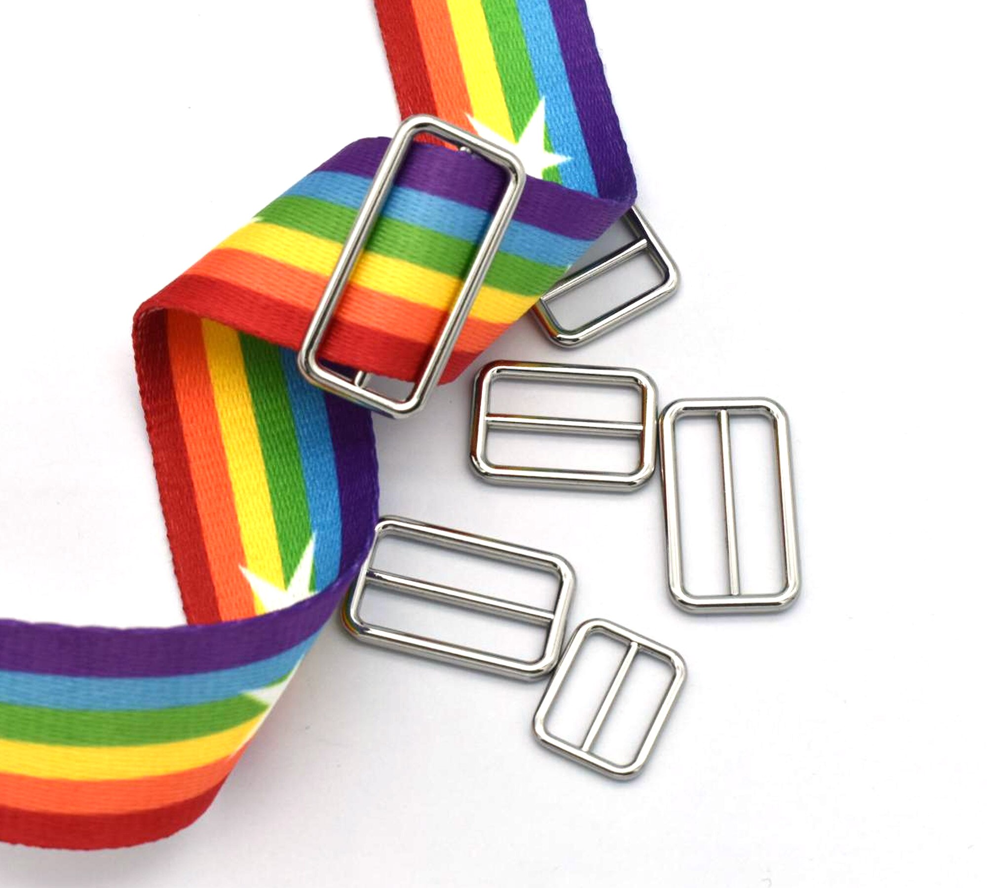 Rectangular Adjustable Webbing Slider Heavy Metal Adjuster Triglides Slide Buckle for Backpack Waist Bag DIY Accessories